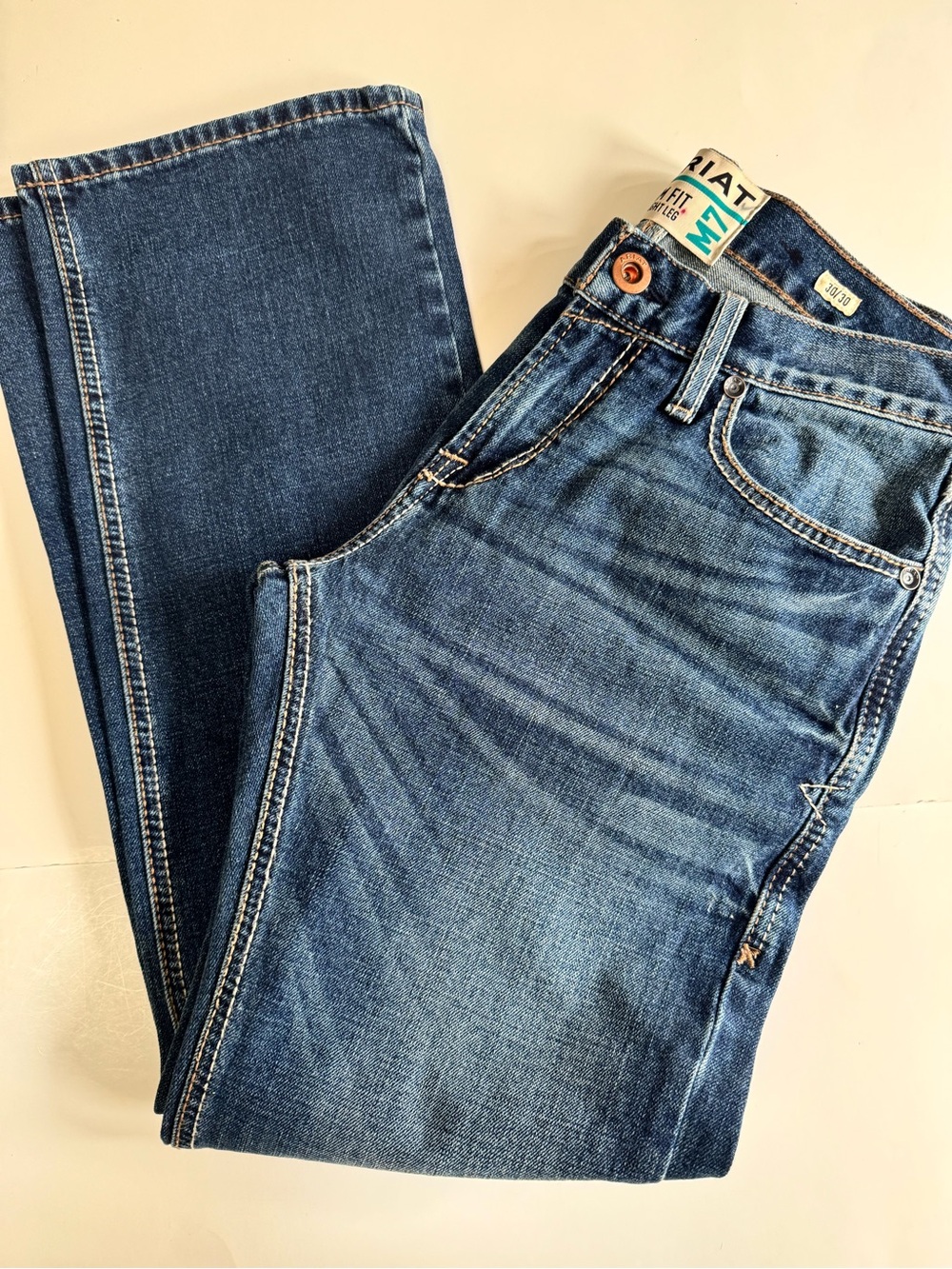 NWOT! Ariat M7 Mens Slim Fit  Straight Leg Jeans 30x30 Work Stretch Denim Blue